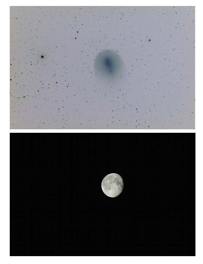 Confronto di dimensioni cometa Holmes e Luna